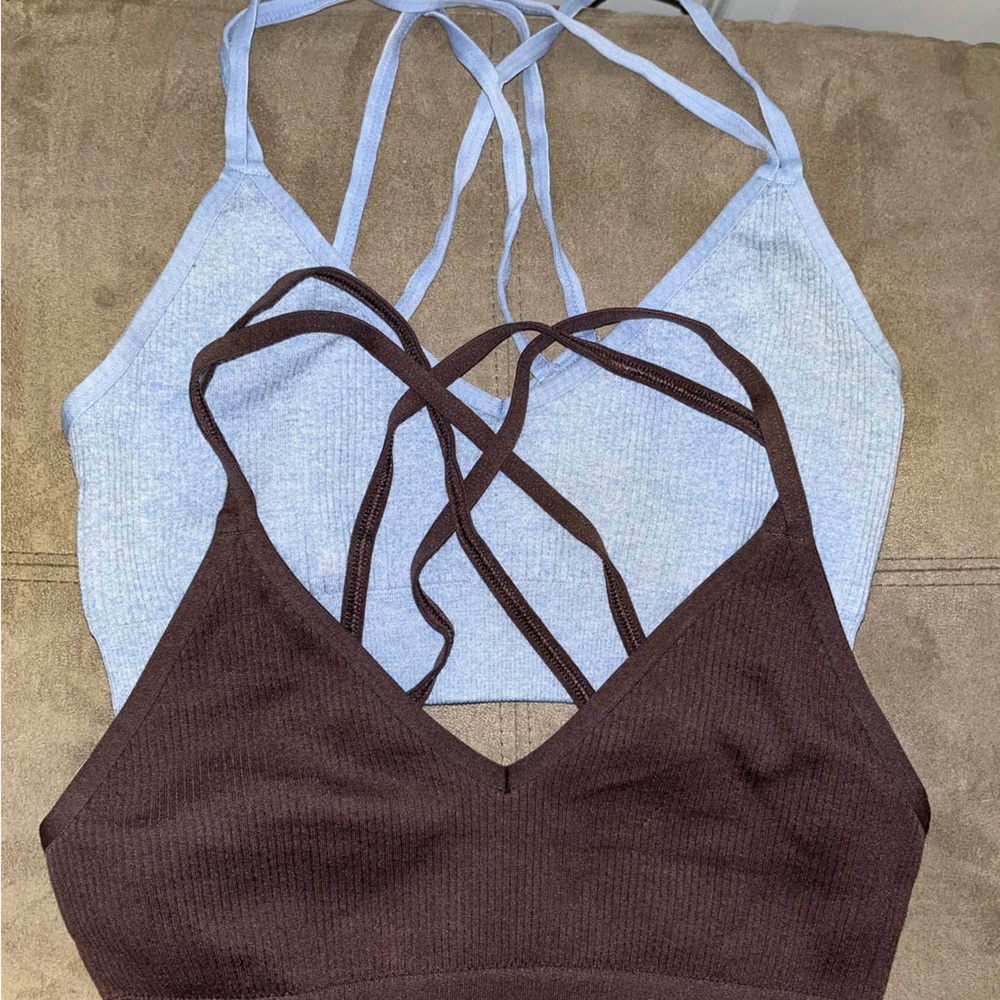 Aerie ribbed bralettes (both size small-brown and blue)